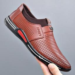 Men's Shoes 2022 New Trendy Summer Versatile Air -breathable Leisure Leather Shoes Men's Shoes Thin Hollow Single Shoes
