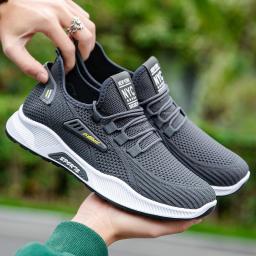 Men's Shoes 2022 Summer New Foreign Trade Fly-free Breathable Mesh Running Shoes Fashion Single Shoes Flat Casual Sports Shoes