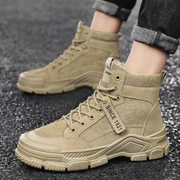 Men's shoes Martin boots 2021 autumn and winter high-top tooling boots leather boots men's casual tide shoes thick