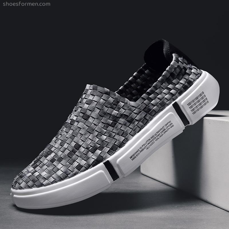 Men's shoes in summer new lazy loafers fashion camouflage handmade woven shoes men's one pedal casual shoes
