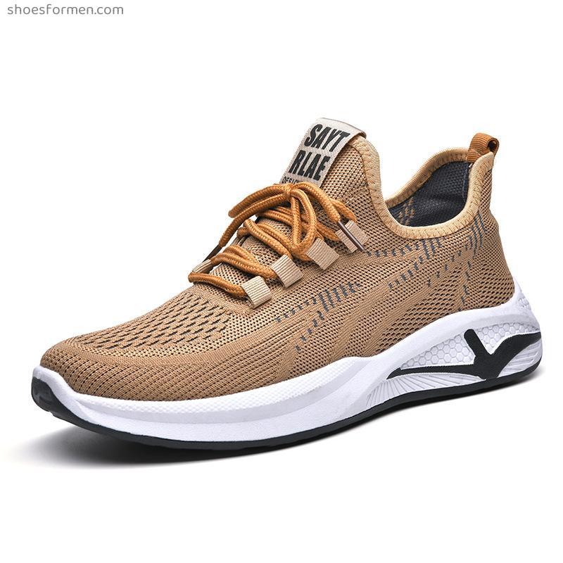 Men's shoes large size 2022 spring new men's casual flying weaving shoes trend running shoes Korean version of the net sneakers