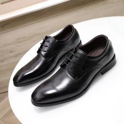 Men's shoes leather high-end handmade shoes British square business facing shoes wedding fashion oxford shoes