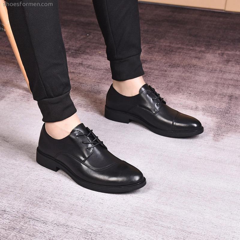 Men's shoes leather high-end men's leather shoes leather cowhide than soft bottom round head business facilities shoes casual British