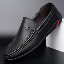 Men's shoes leather new crocodile men's peas shoes layer leather breathable business a pedal casual shoes men