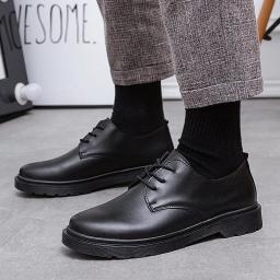 Men's shoes spring and autumn new black leather shoes big size casual leather shoes men's British style low -end wedding shoes