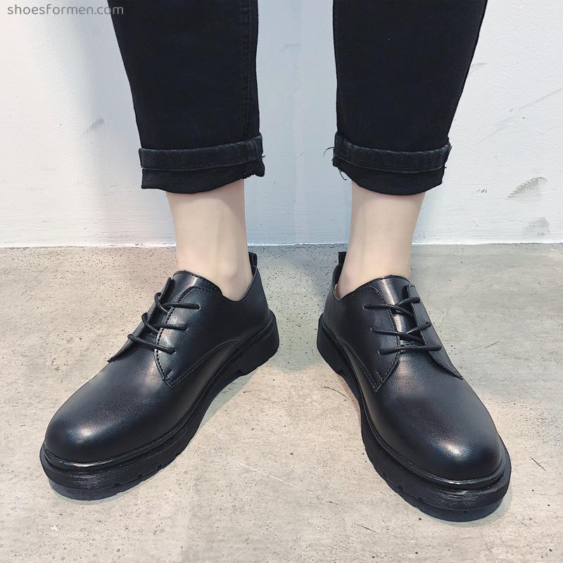 Men's shoes spring new casual shoes business format single shoes round head fashion department with couple big size trend small leather shoes