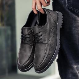 Men's shoes spring new low -help British style Brock small leather shoes men's casual shoes Korean youth version of young personality shoe