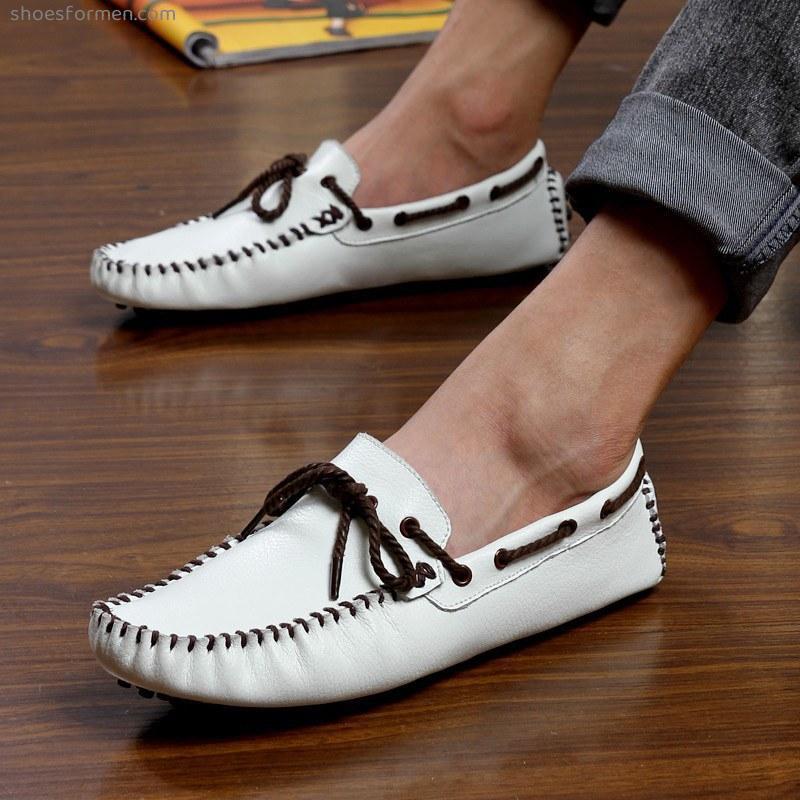 Men's shoes spring new small white shoes British trendy casual leather shoes trendy set lazy driver driving bean shoes