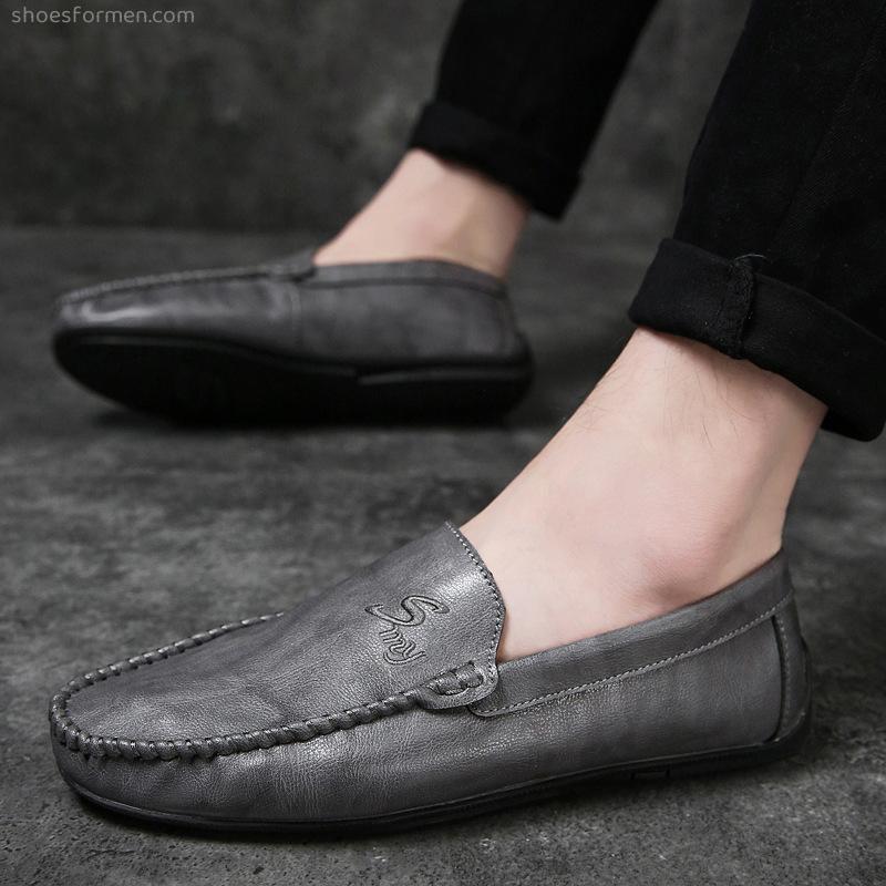 Men's shoes summer Korean version of fashion bean shoes, one foot of lazy leather shoes casual red tide shoes
