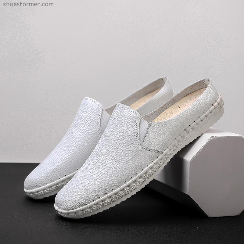 Men's shoes summer new men's semi -slippers driver driving soybeans shoes large fashion British style lazy shoes