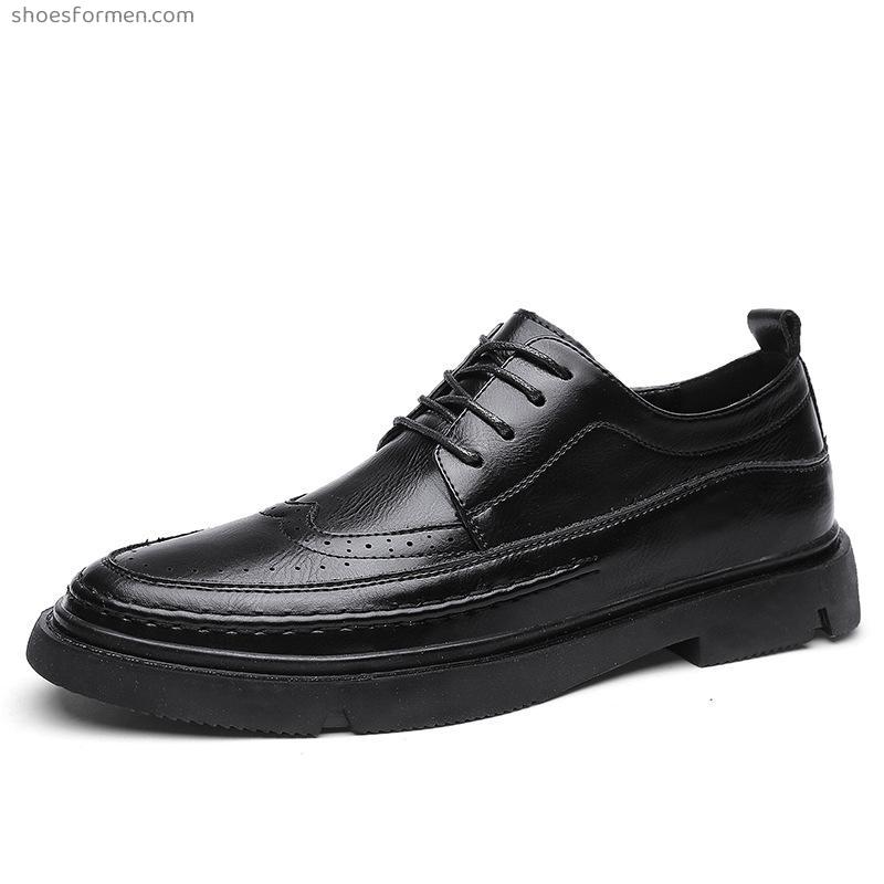 Men's shoes winter tide shoes black wild leather shoes men's Korean version of British style men's trend casual shoes