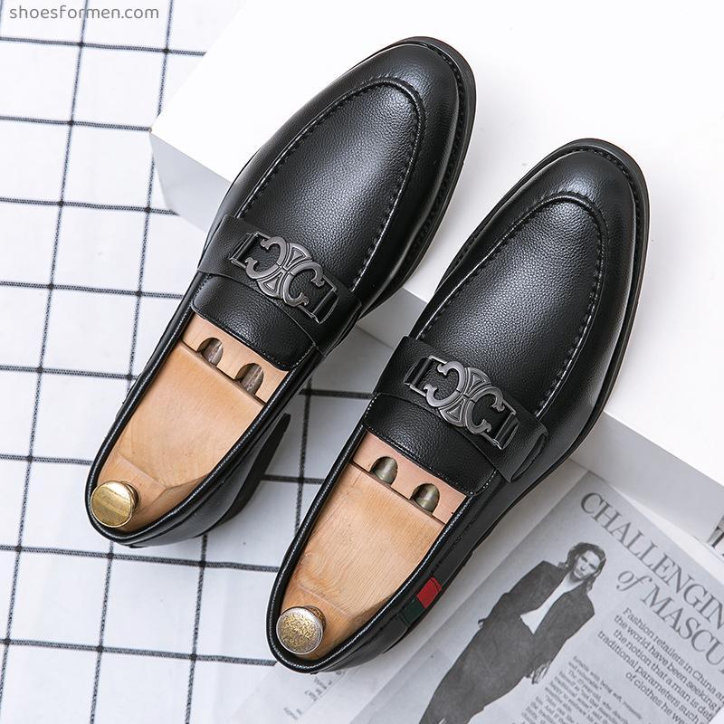 Men's small leather shoes large size Korean version of black business shoes Yinglun handsome men's shoes youth casual tide shoes