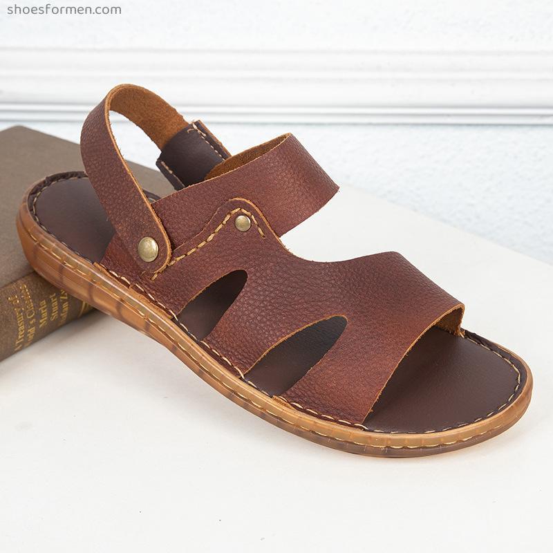 New 2022 summer leather men's two sandals online open toe coagues