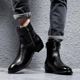 New autumn and winter men's boots British high -top leather boots large size pointed short boots British Martin boots men's shoes