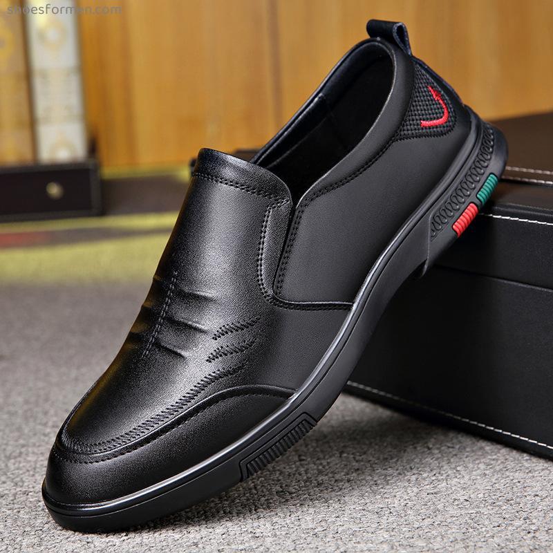 New autumn business British leather soft middle aged dad casual soft men's shoes
