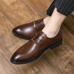 New Casual Leather Shoes Men's British Business Is Fitted With Pointed Wedding Photography Wedding Shoes