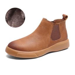 New cowhide trend comfortable Martin boots male British style plus velvet heating and breathable