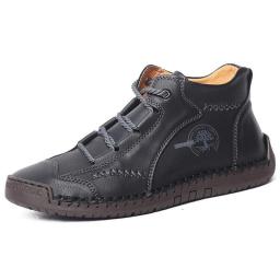 New explosive men's shoes large size men's hand -sewing high -top shoes British versatile casual leather shoes
