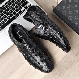New fashion peas shoes men's leather shoes men's casual European and American crocodile peas shoes single shoes lazy shoes