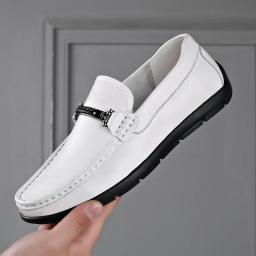 New head layer cowhide men's peas shoes leisure leisure shoes men's soft leather trend white shoes men's shoes