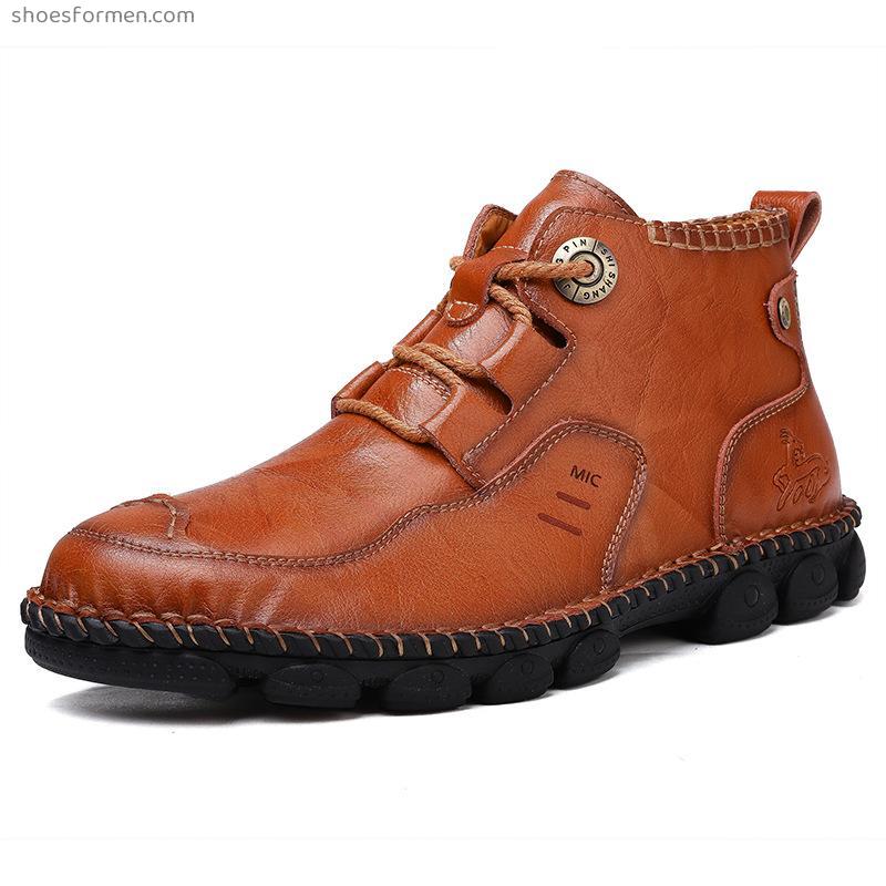 New high -size high -quality leather boots men's British worker casual Martin boots handmade leather shoes