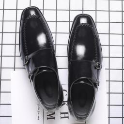 New large size men's shoes business dress fashion leather shoes British casual single shoes Block tide men's shoes