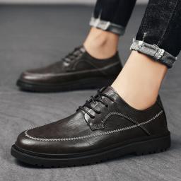 New leather shoes Men's autumn new youth business black wedding format shoe hairstyle trend men's shoes
