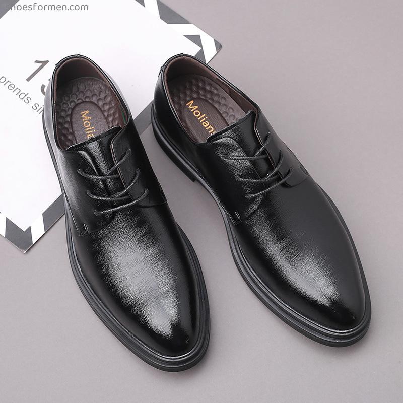 New leather shoes men's leather business shoes increased high men's shoes dress shoes spring new fashion single shoes
