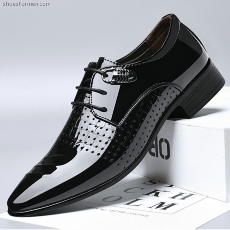 New men's casual business shoes dress men's shoes single shoes breathable shoes hollow cave shoes