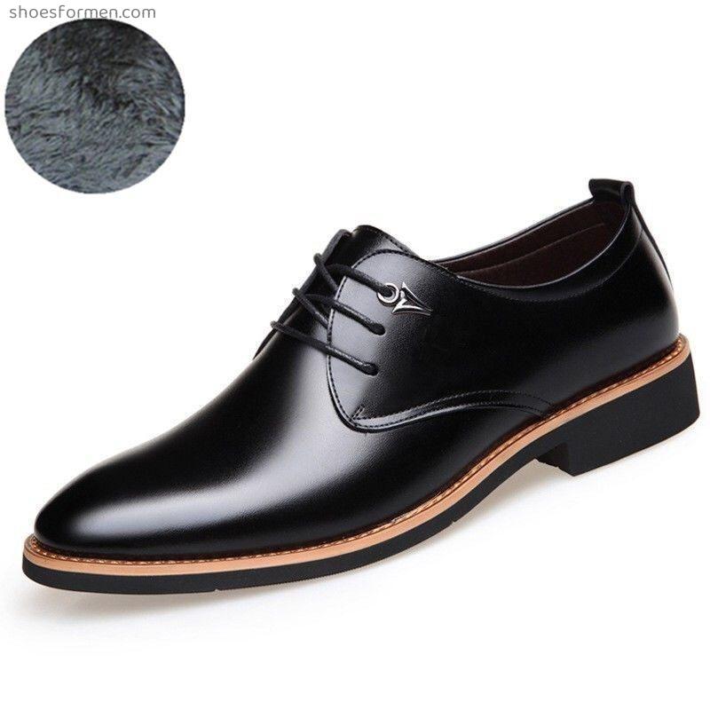 New men's leather shoes in spring and summer increase men's shoes youth British format business lace casual shoes men