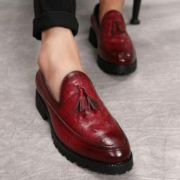 New men's personalized Korean version of small leather shoes set Su Doudou shoes trend crocodile pattern men's shoes casual tide shoes