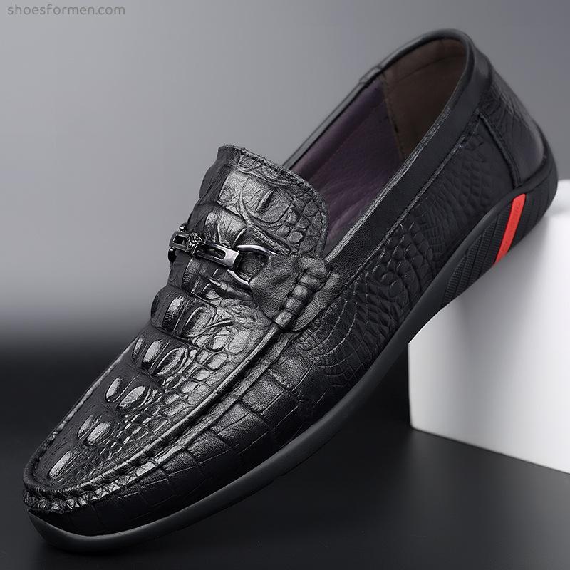 New minimalist men's casual colloidal shoes men's set foot hollow black driving shoes leather peas shoes