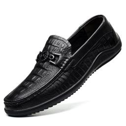 New minimalist men's casual shoes men's sleeve shoes black driving shoes leather peas beans shoes male big size wave