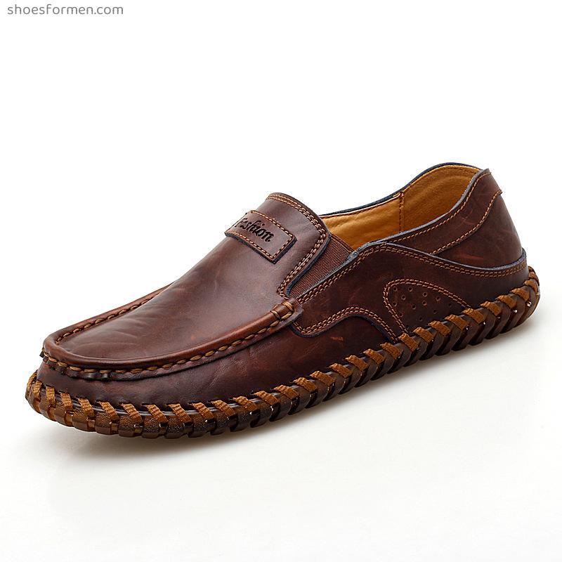 New set of foot casual shoes men's wear beef tendon handwritten line soft bottom