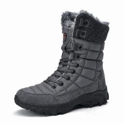 New Snow Boots Men's Winter Large Size Plus Velvet Men's Shoes Northeast Cotton Boots Outdoor Hiking High To Warm Cotton Shoes