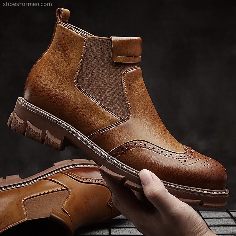 Origin direct supply of Chelsea boots men 2021 new men's casual Martin boots fashion trend boots leather rhubarb