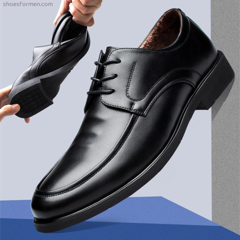 Plus velvet business shoes men 2021 autumn and winter new men's warm dress shoes male increased high business derby men's shoes