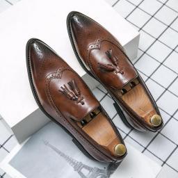 Pointed shoes men's Soviet foot lazy shoes Bullker carved men's shoes Gerbe shoes
