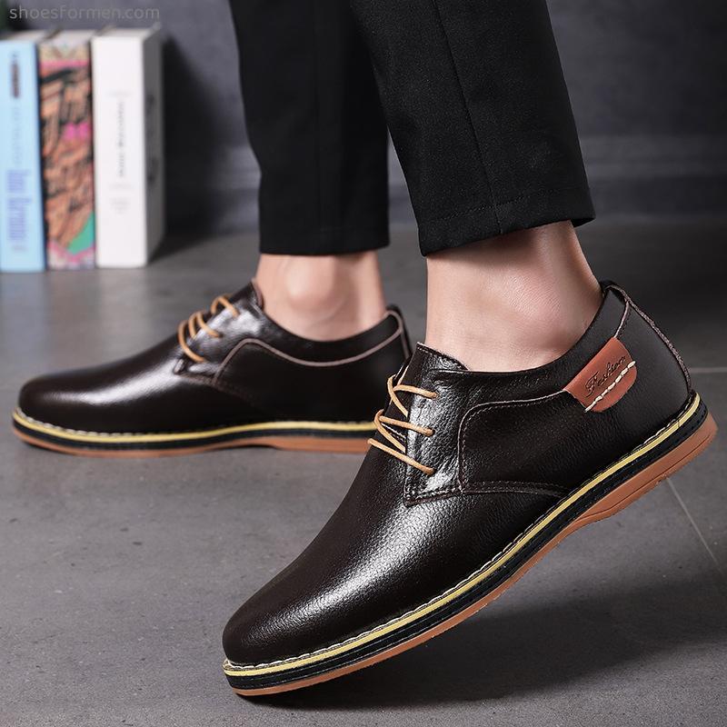 Popular men's shoes business casual head layer cowhide and velvet shoes, low heels, fashion spring slope heels four seasons shoes