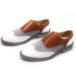 Quality large size Block color matching tip increase business casual shoes men Korean version of the carved