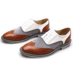 Quality Large Size Block Color Matching Tip Increase Business Casual Shoes Men Korean Version Of The Carved