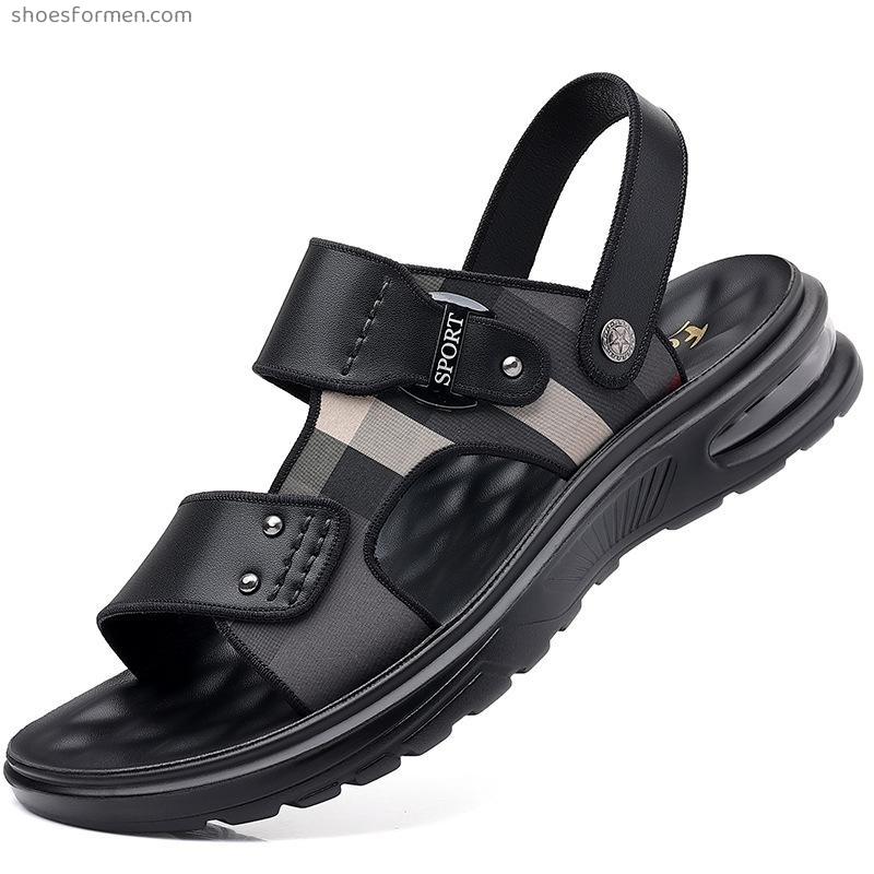 Sandals Male Summer 2022 New Too Leather Beach Shoes Sports Casual Leather Slender