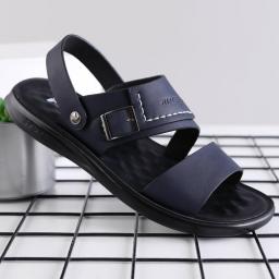 Sandals Men's Summer 2022 New Leather Men's Beach Shoes Casual Slide Slide Skillwoe Tide