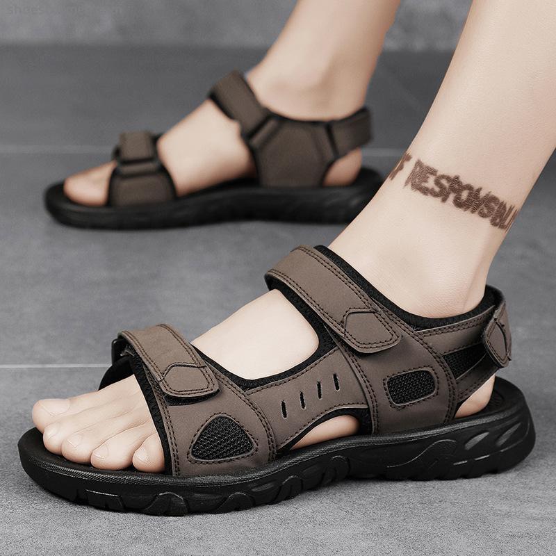Sandals Men 2022 summer new casual large size middle-aged magic stickers anti-slip beach sandals