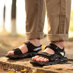 Sandals men's sports outdoor leisure wild sandals magic pads on sandy beach shoes latex soft bottom Roman shoes