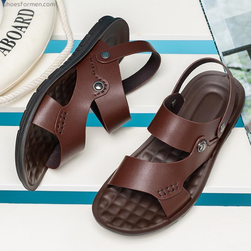 Sandals men's summer new casual leather sandals anti -slip men's wave shoes beach shoes Korean version outside wearing dual use