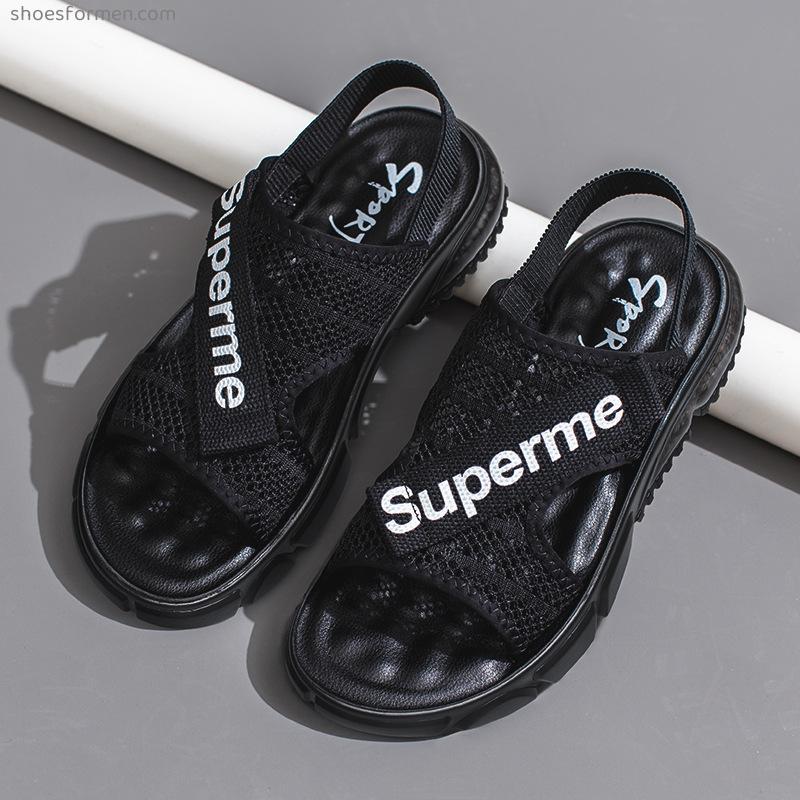 Sandals men's summer new hollow air -breatha net cloth sandal sandals outdoor soft bottom two tide sand slippers