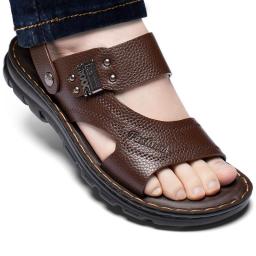 Sandals men 2022 new summer casual leather men's sandals leather sandals thick bottom breathable slippers men