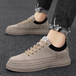 Simple solid color casual shoes Low -help thick bottom trend men's shoes street daily wear lace -up shoes