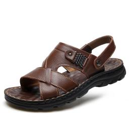 Slipper leather men's casual beach shoes 2022 summer new breathable comfort shoes thick bottom dad dad sandals